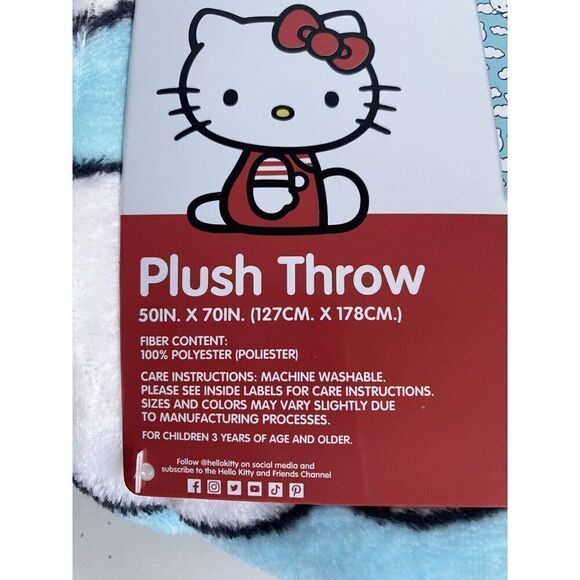Sanrio Hello Kitty Valentines Love Heart Balloon Soft Throw Blanket 50 X 70” NEW - Picture 6 of 16